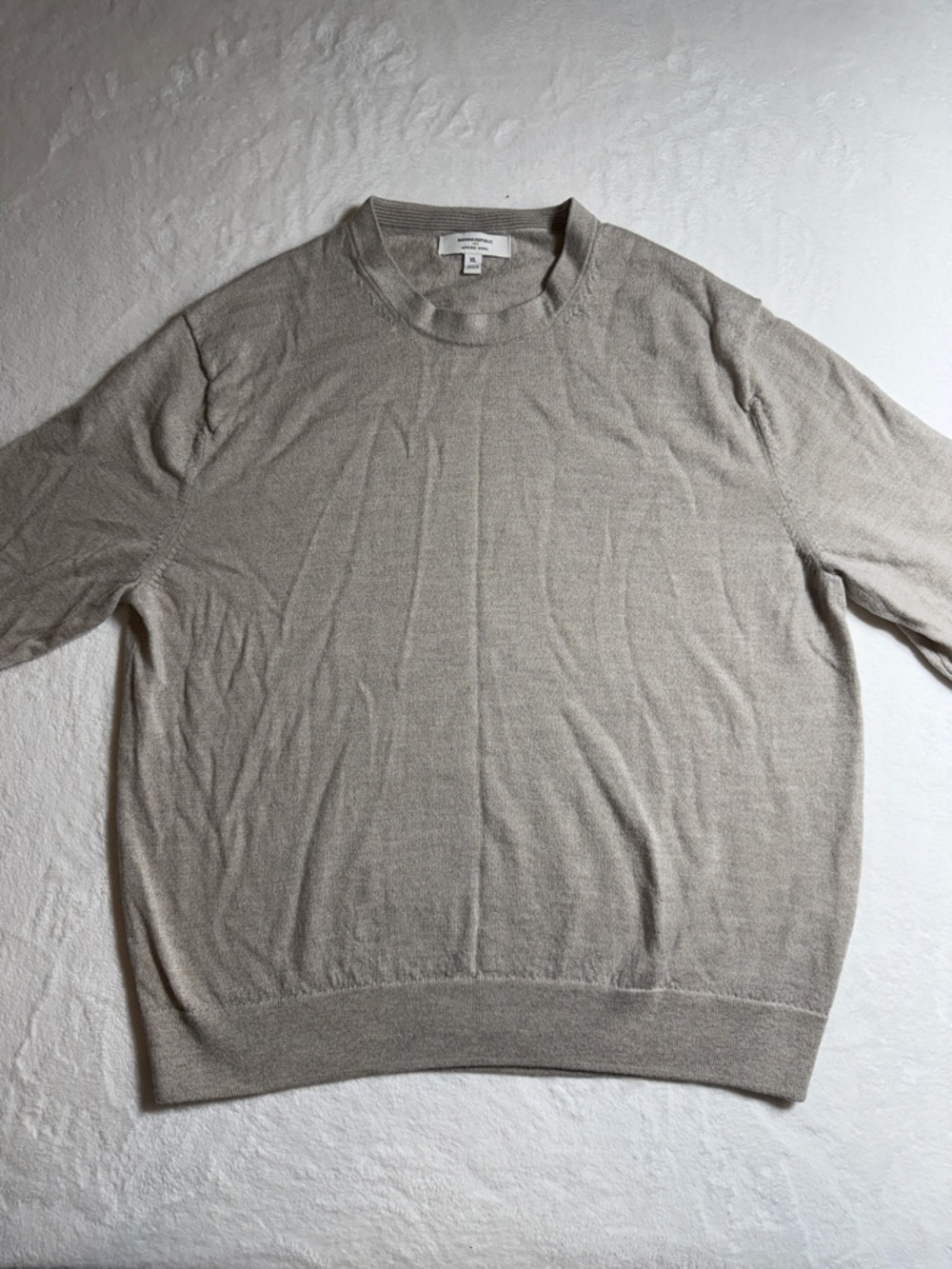 Banana Republic Men's Crewneck Merino Wool Sweater in Light Taupe